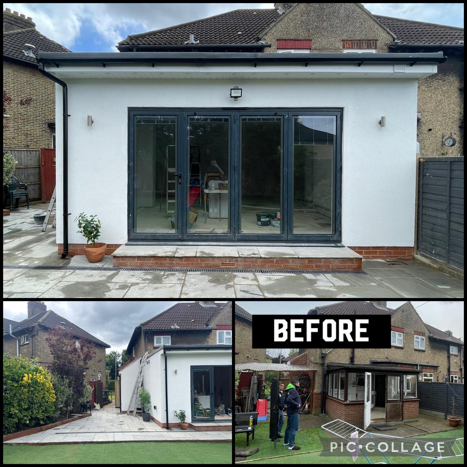 Completed rear extension with bifold doors in South Essex