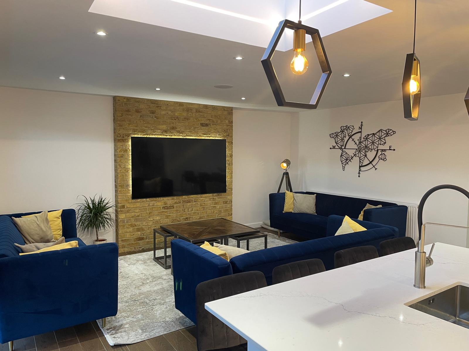 Rear house extension with scaffolding